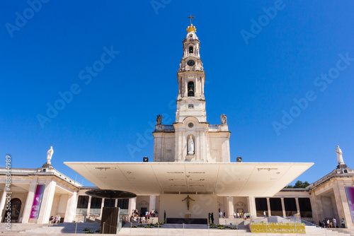 Fatima, Portugal, August 21, 2021: The Basilica of Our Lady of the Rosary of Fatima stands at the place where the three shepherds were playing by "building a small wall" on May 13, 1917.