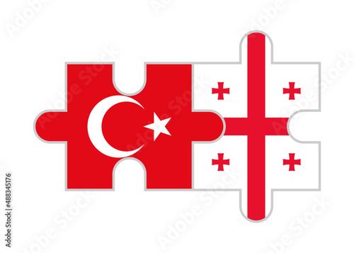 puzzle pieces of turkey and georgia flags. vector illustration isolated on white background