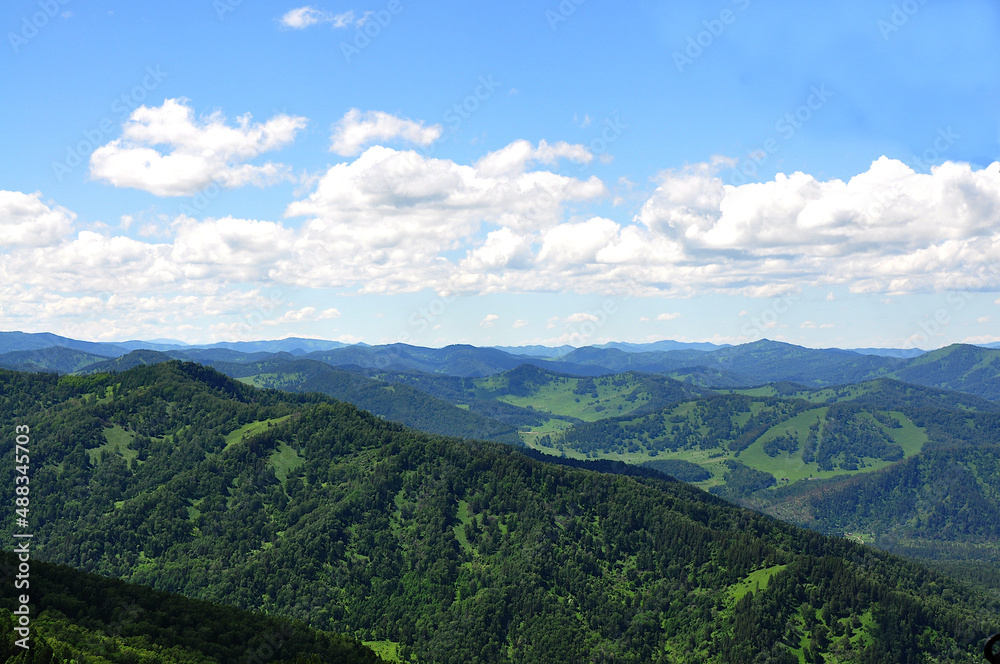 Amazing sunlit mountains of Altai