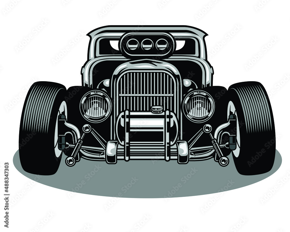 Classic car in grayscale in outline mode design illustration in vector design 1