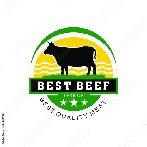 vintage retro beef farm cattle angus logo design vector