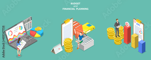 3D Isometric Flat Vector Conceptual Illustration of Budget And Financial Planning, Preparing a Cash Flow Statement