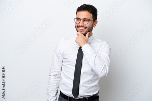 Business Brazilian man isolated on white background looking to the side