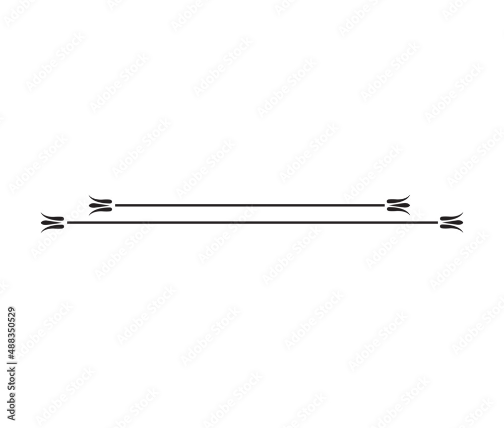 Calligraphy ornament line. Calligraphic text divider, border, separator decor design. Antique vintage victorian elegant decoration element. Filigree frame ornament line. Hand drawn vector illustration