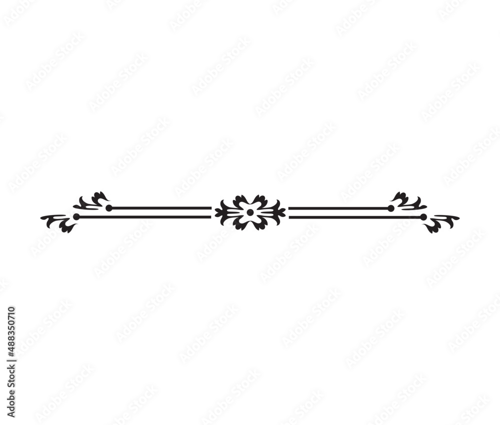 Calligraphy ornament line. Calligraphic text divider, border, separator decor design. Antique vintage victorian elegant decoration element. Filigree frame ornament line. Hand drawn vector illustration
