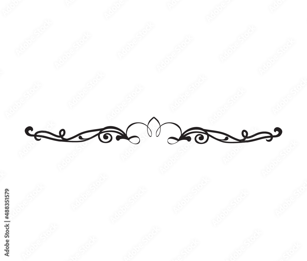 Calligraphy ornament line. Calligraphic text divider, border, separator decor design. Antique vintage victorian elegant decoration element. Filigree frame ornament line. Hand drawn vector illustration Calligraphy ornament line. Calligraphic text divider, border, separator decor design. Antique vintage victorian elegant decoration element. Filigree frame ornament line. Hand drawn vector illustration