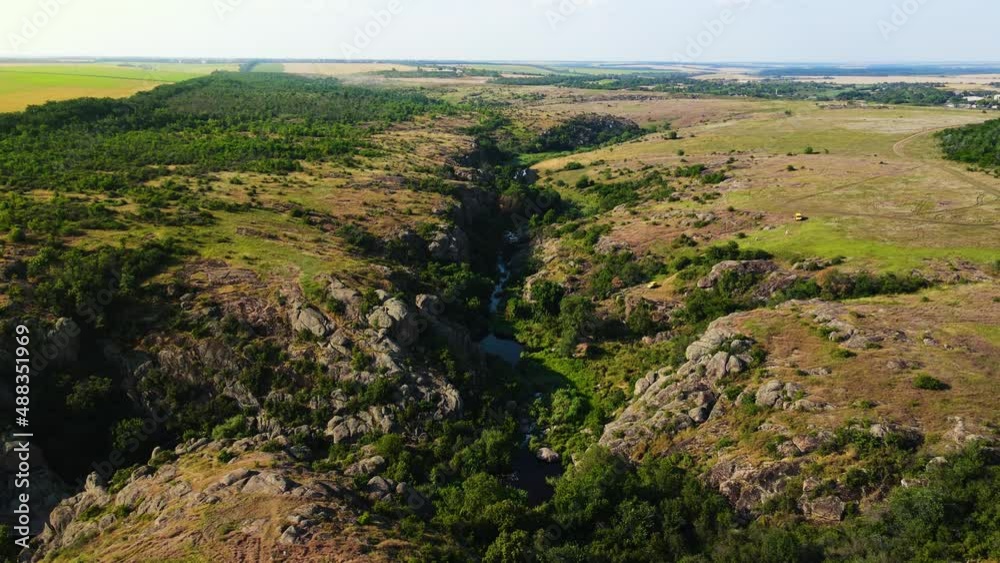 Beautiful mountain river in small rock canyon. Concept of saving natural resources and clean green ecological planet Beautiful mountain river in small rock canyon. Concept of saving natural resources and clean green ecological planet