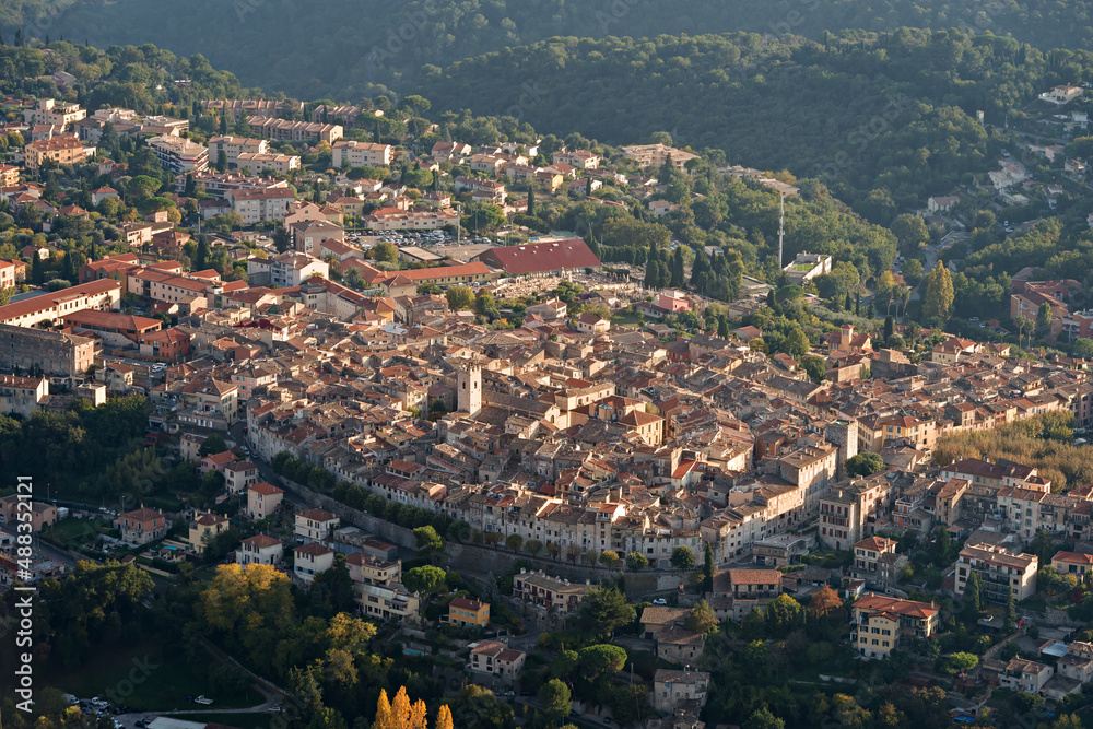 The medieval city of Vence is set in the hills of the Alpes Maritimes department in the Provence-Alpes-Cote d'Azur region in southeastern France between Nice and Antibes.
