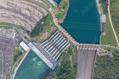 Aerial view of the Furnas hydroelectric plant, The Furnas Hydroelectric Power, São José da Barra, Furnas, Minas Gerais