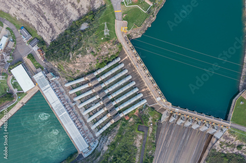 Aerial view of the Furnas hydroelectric plant, The Furnas Hydroelectric Power, São José da Barra, Furnas, Minas Gerais, Brazil photo