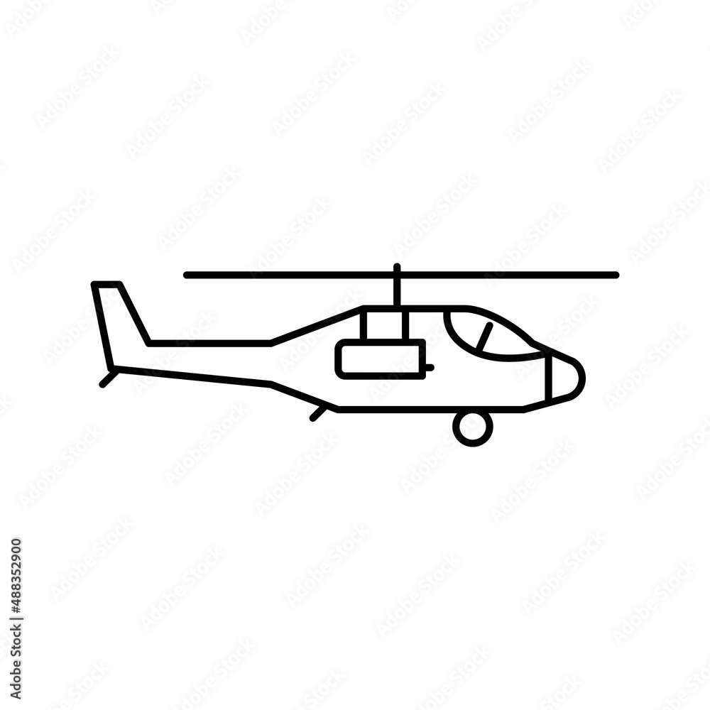 helicopter flying army machine line icon vector illustration