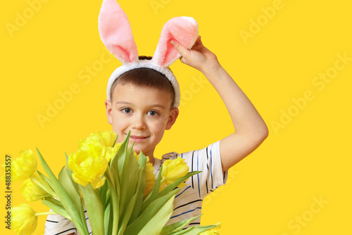 Cute little boy with bunny ...