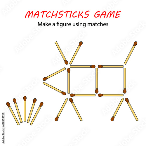 Matchsticks game for kids. Puzzle game with matches. Hand motility training.