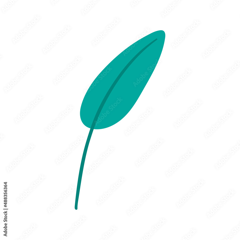 Green hand-drawn tropical leaf vector illustration Green hand-drawn tropical leaf vector illustration