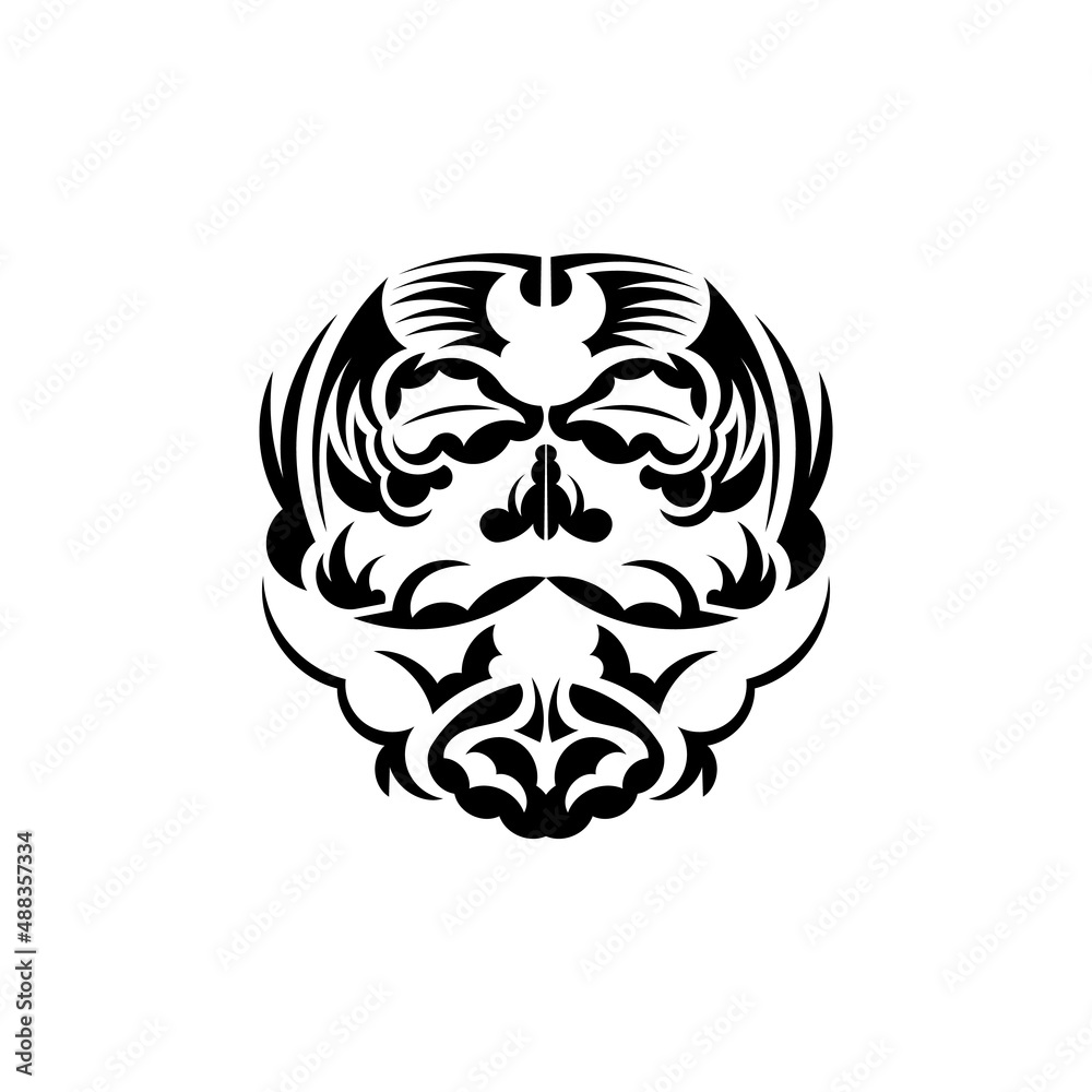 Maori mask. Traditional decor pattern from Polynesia and Hawaii. Isolated on white background. Flat style. Vector illustration. Maori mask. Traditional decor pattern from Polynesia and Hawaii. Isolated on white background. Flat style. Vector illustration.