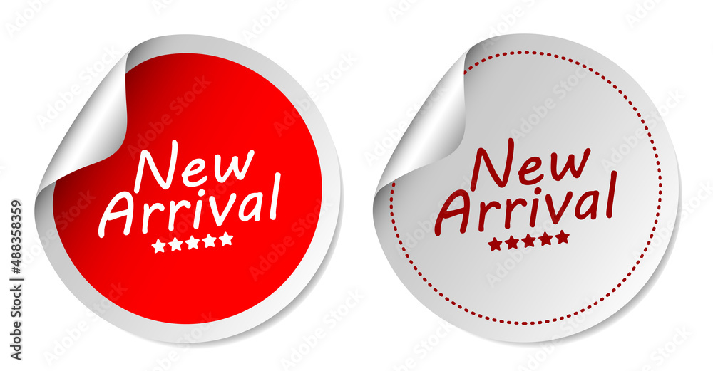New arrival stickers on white background vector