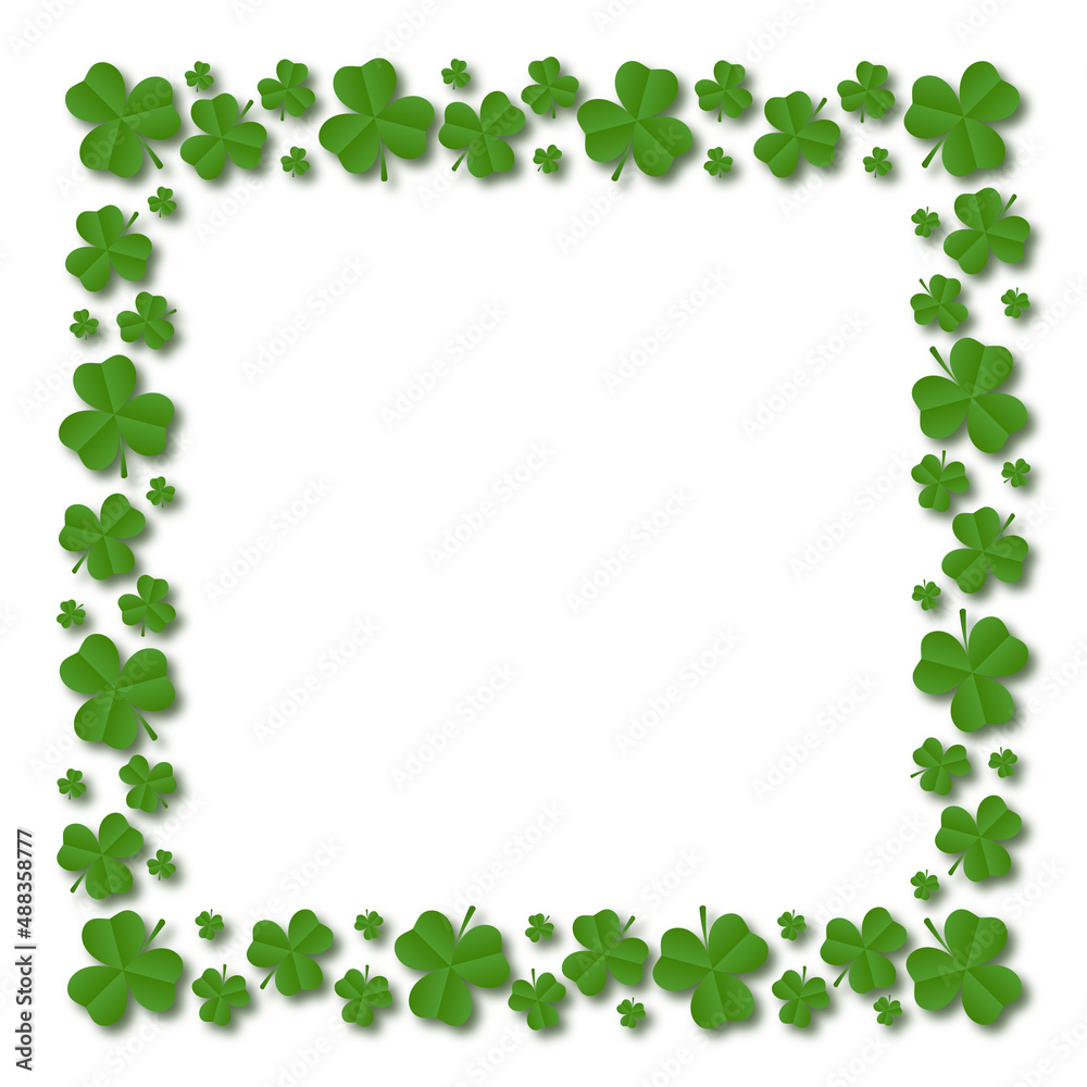 Square frame of shamrocks. Decorative element for St. Patrick's Day design. Vector illustration Square frame of shamrocks. Decorative element for St. Patrick's Day design. Vector illustration