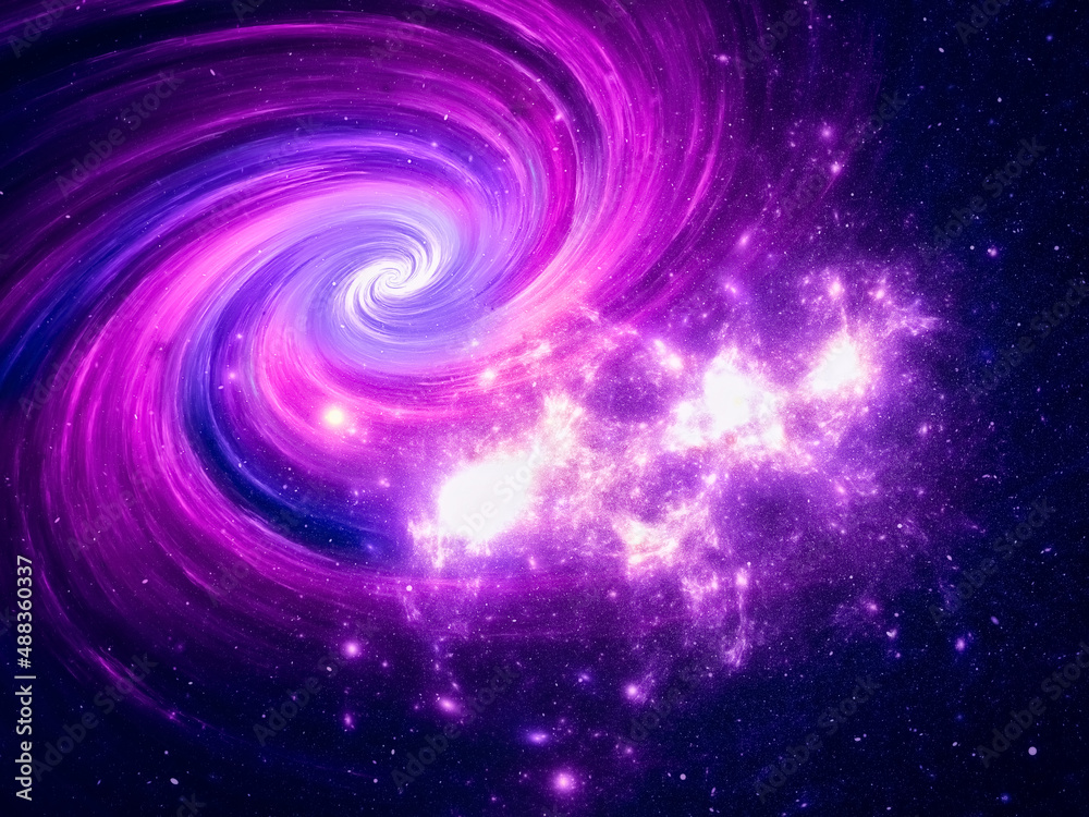 Spiral galaxy and star clusters - abstract 3d illustration - space theme