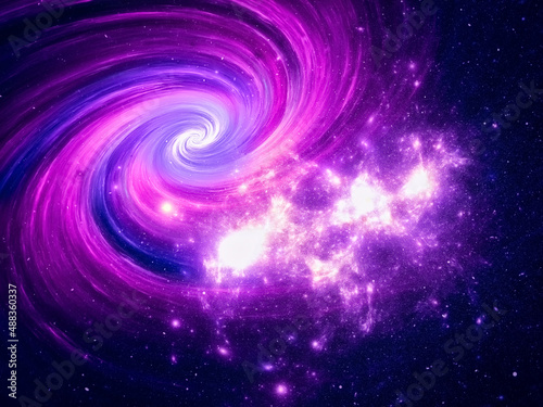Spiral galaxy and star clusters - abstract 3d illustration - space theme