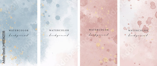 Set of vector universal backgrounds with watercolor shapes copy space for text. Design for social media, story, card, invitation, feed post.