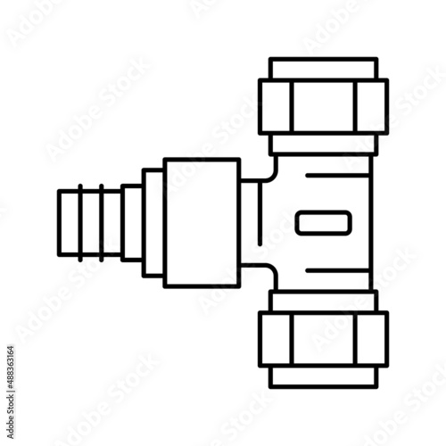 bifurcation pipe of drainage system line icon vector illustration