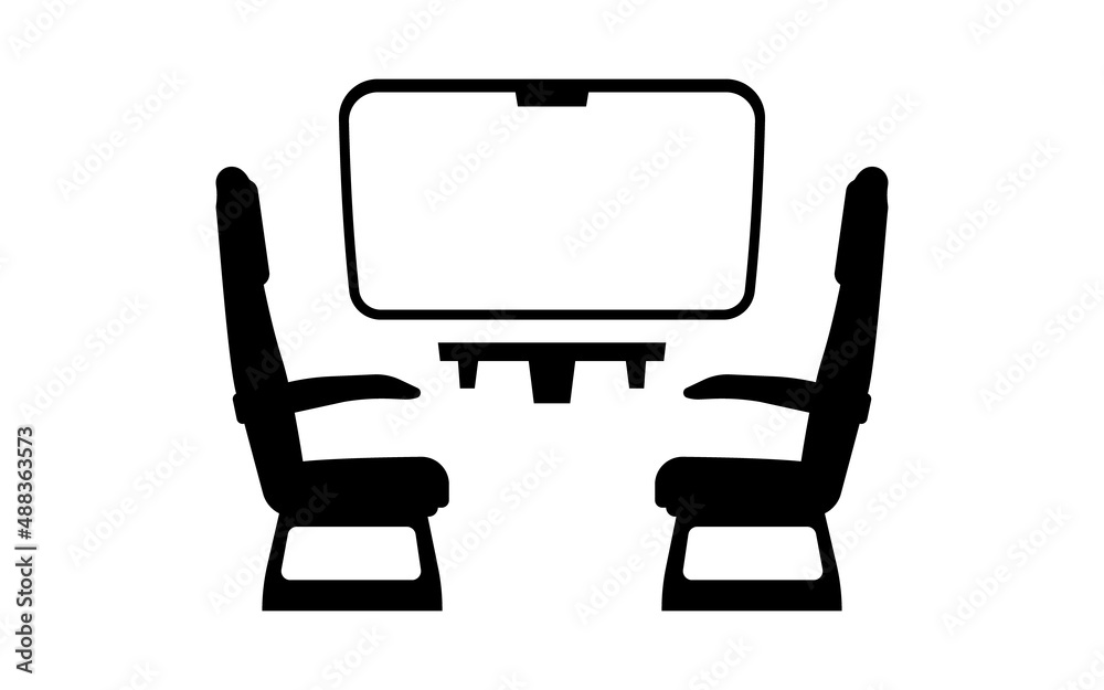 Train seats icon. Window seat on train symbol. Vector illustration of pictogram isolated on white background. Flat design for web, app, banner, UI, poster. Armchair symbol. Train seats icon. Window seat on train symbol. Vector illustration of pictogram isolated on white background. Flat design for web, app, banner, UI, poster. Armchair symbol.