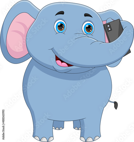 cartoon cute elephant taking a selfie