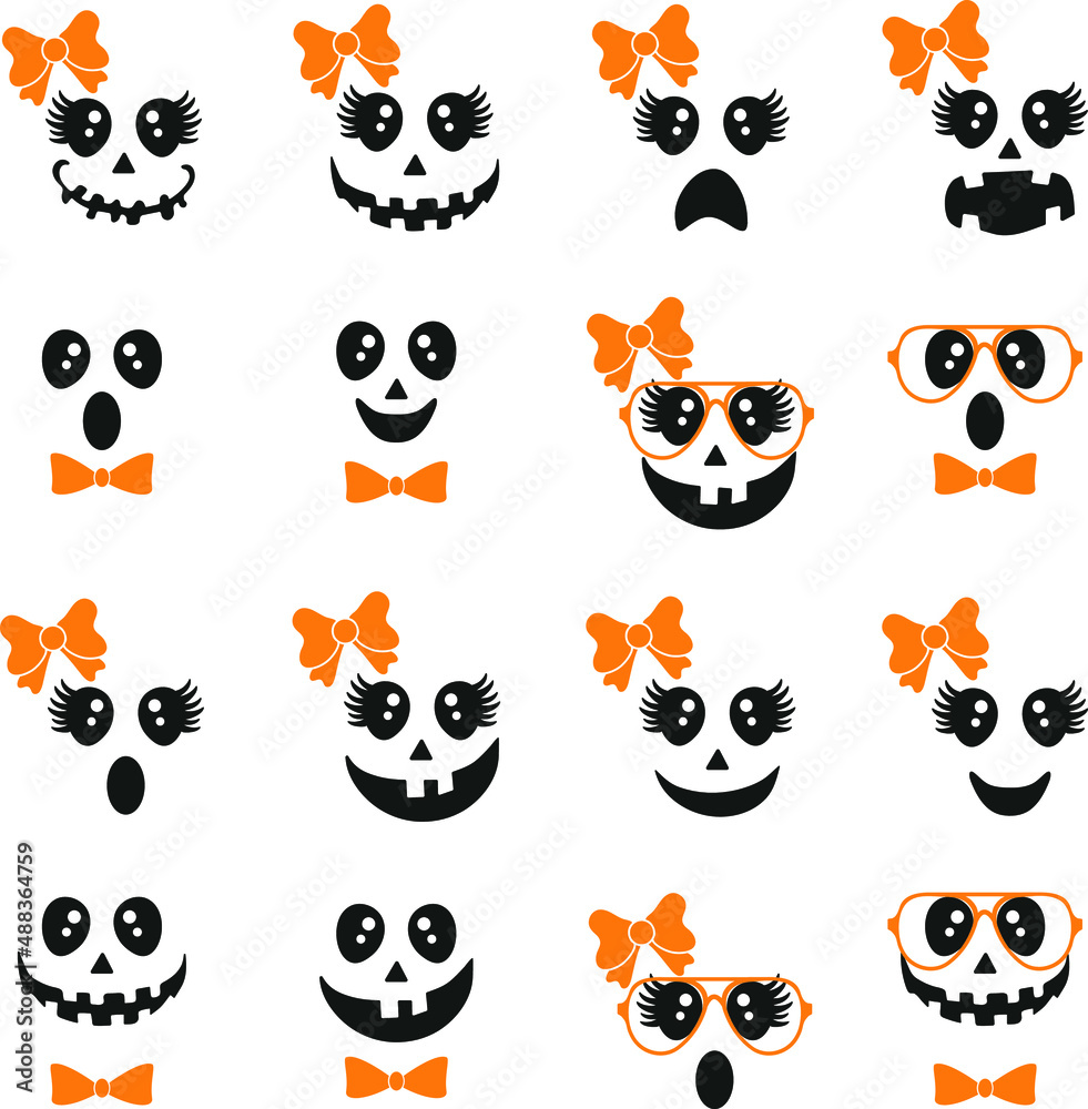 Cute Ghost Faces, Halloween Cute Ghost Faces, Halloween