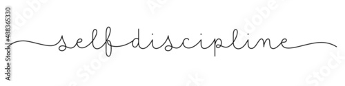 SELF-DISCIPLINE black vector monoline calligraphy banner with swashes