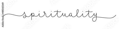SPIRITUALITY black vector monoline calligraphy banner with swashes