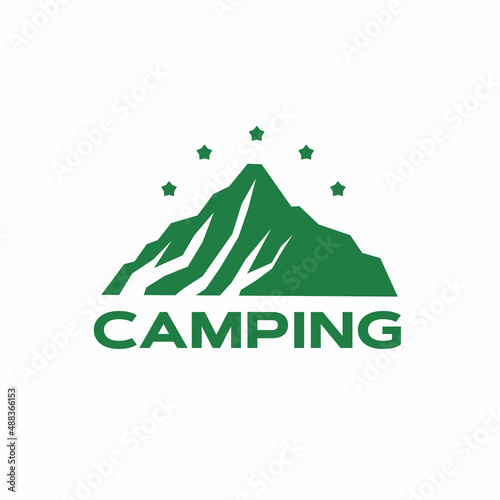 illustration vector graphic of green mountain good for camping product vintage logo