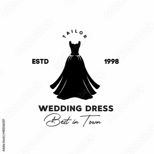 illustration vector graphic of black wedding dress silhouette good for fashion shop vintage logo