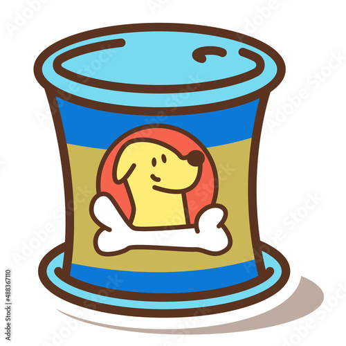Slika na platnu Dog food in cannet tin vector cartoon illustration isolated on a white background