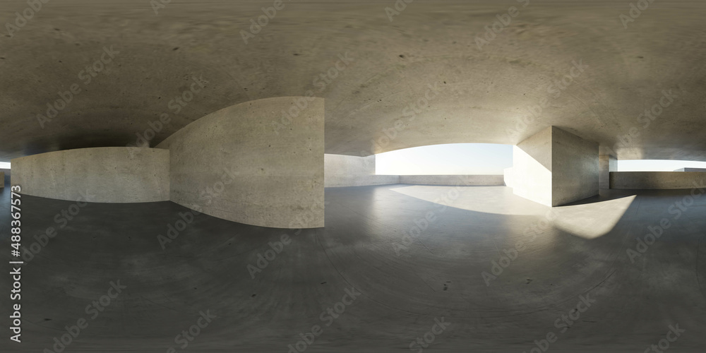 360 degree full panorama environment map of concrete exterior ...