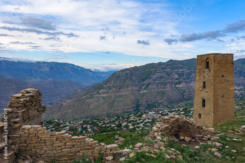 Russia  Dagestan. medieval defensive towers in the village of Goor. 2021