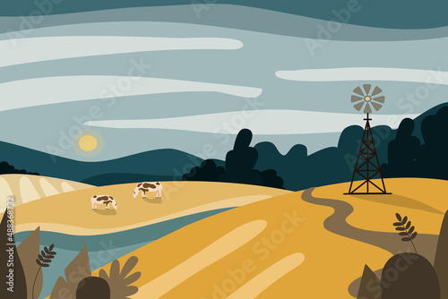 farm  agriculture  fields are shown in the picture  landscape  flat illustration