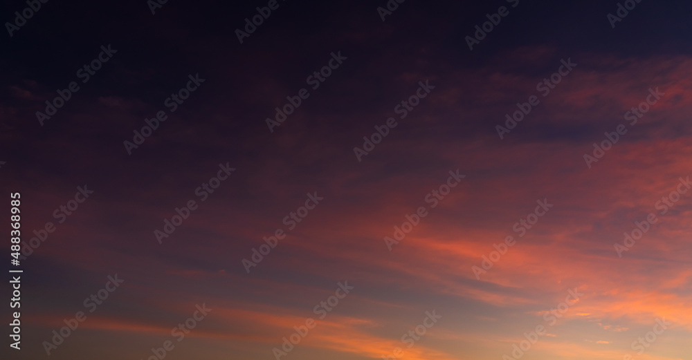 Colorful sunset sky in the evening on twilight, Dusk sky background