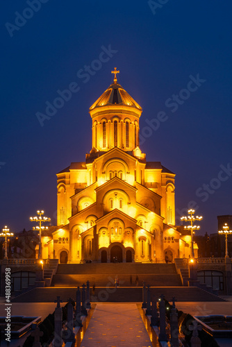 Night view of Holy Trinity Cathedral of Tbilisi - Sameba