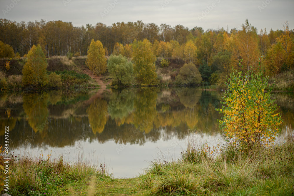 Autumn lake in Moscow Region, Russia