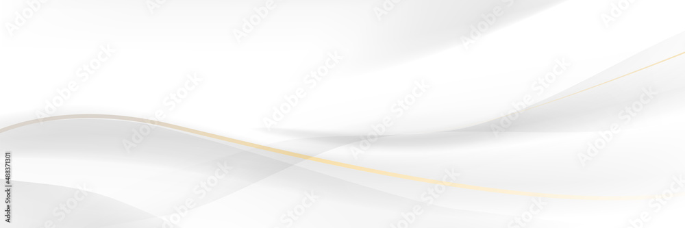 Obraz premium White abstract curve flows light shape background with gold lines. Website, banner and brochure background. Vector illustration