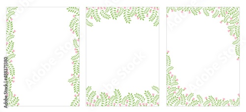Set of vector frame templates with leaves and flowers on a transparent background photo