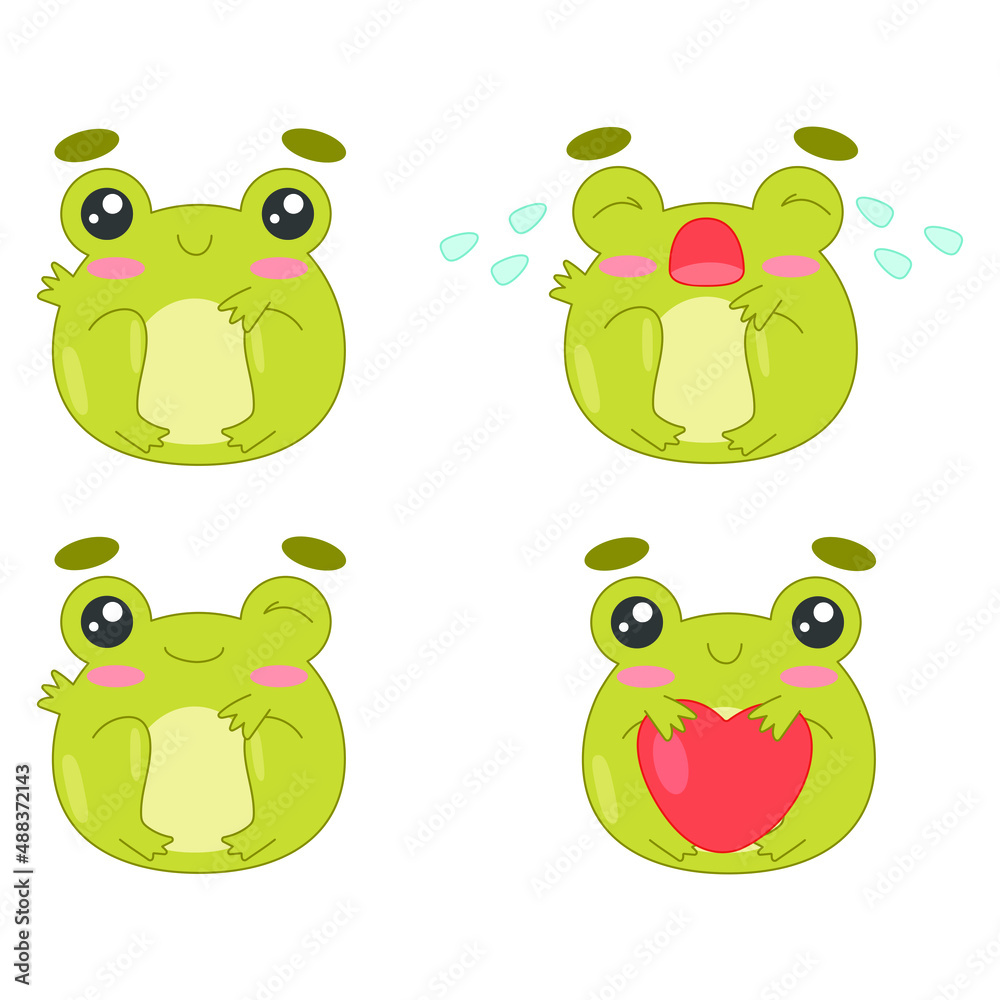 Obraz premium set of funny cartoon frogs vector