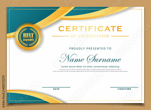 luxury gold and blue diploma certificate template by vector design