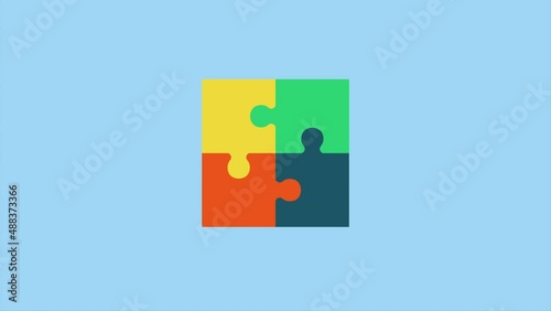 Teamwork Concept. Working Together. Pieces Of Jigsaw Puzzle.