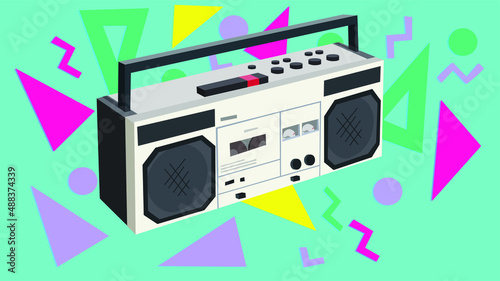 Old soviet boombox, Cassette recorder, Vector illustration.
EPS 10.