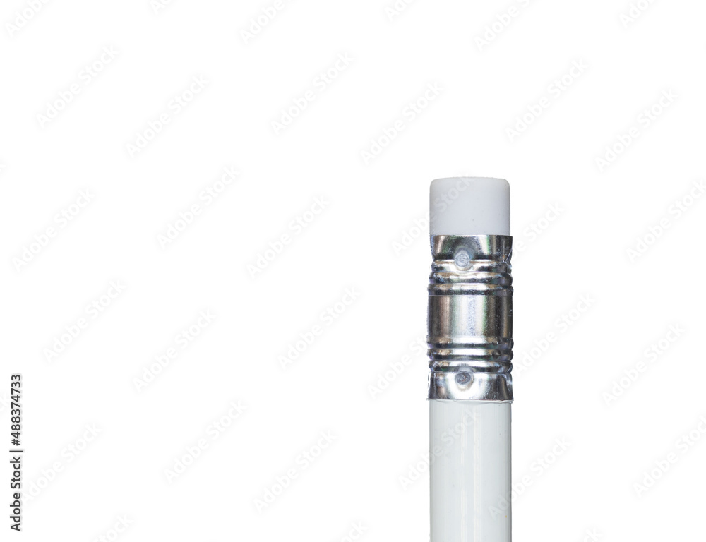 close up of pencil with eraser on white paper close up of pencil with eraser on white paper