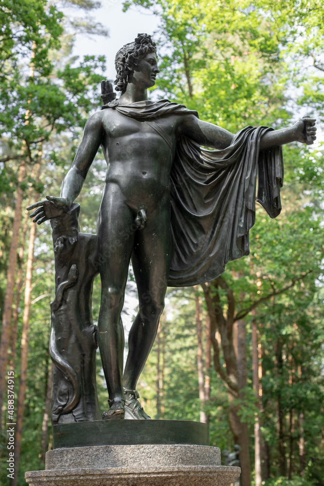 Pavlovsky Park. Twelve roads. Bronze Greek gods