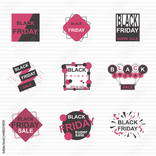 Black Friday Banner For Sale With Black White And Pink Color - Vector