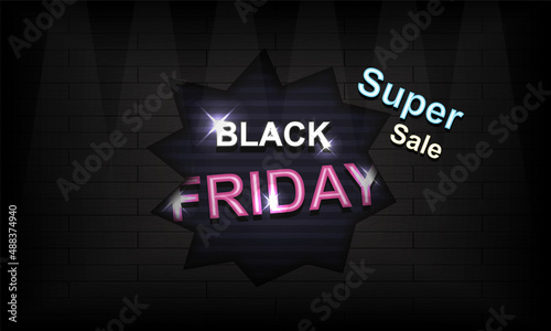 Black Friday On The Dark Wall Background - Vector
