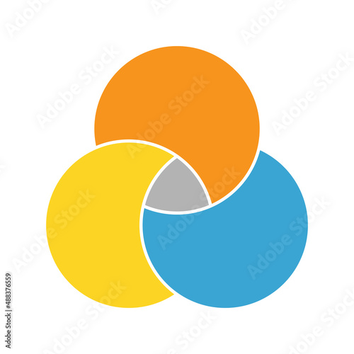 Venn diagram maths vector, Negative space, color modern icon - isolated on white background